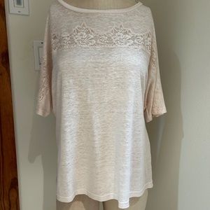 Rebecca Taylor Lace Insert T Shirt Large New Tags